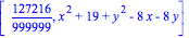 [127216/999999, x^2+19+y^2-8*x-8*y]